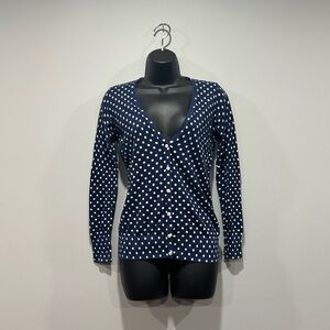 Polka dot fitted cardigan V neckline